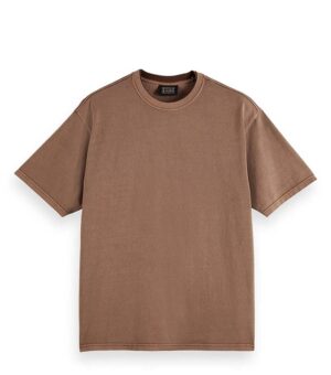 Scotch & Soda Relaxed Fit 3 Crosses Cotton Brown T-Shirt