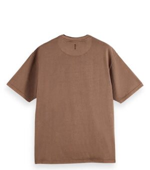Scotch & Soda Relaxed Fit 3 Crosses Cotton Brown T-Shirt back