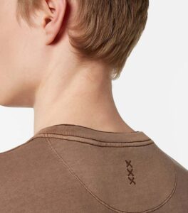 Scotch & Soda Relaxed Fit 3 Crosses Cotton Brown T-Shirt neck