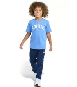 Adidas Belk Boys 2-Piece Short Sleeve T-Shirt and Tricot Pant Set