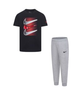 Nike Kids' Swoosh Black Grey T-Shirt & Joggers Set