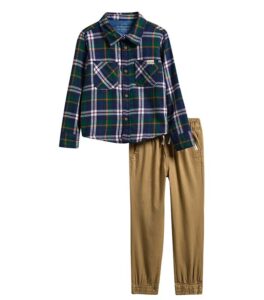 Weatherproof Kids' Flannel Button-Up Shirt & Twill Pants