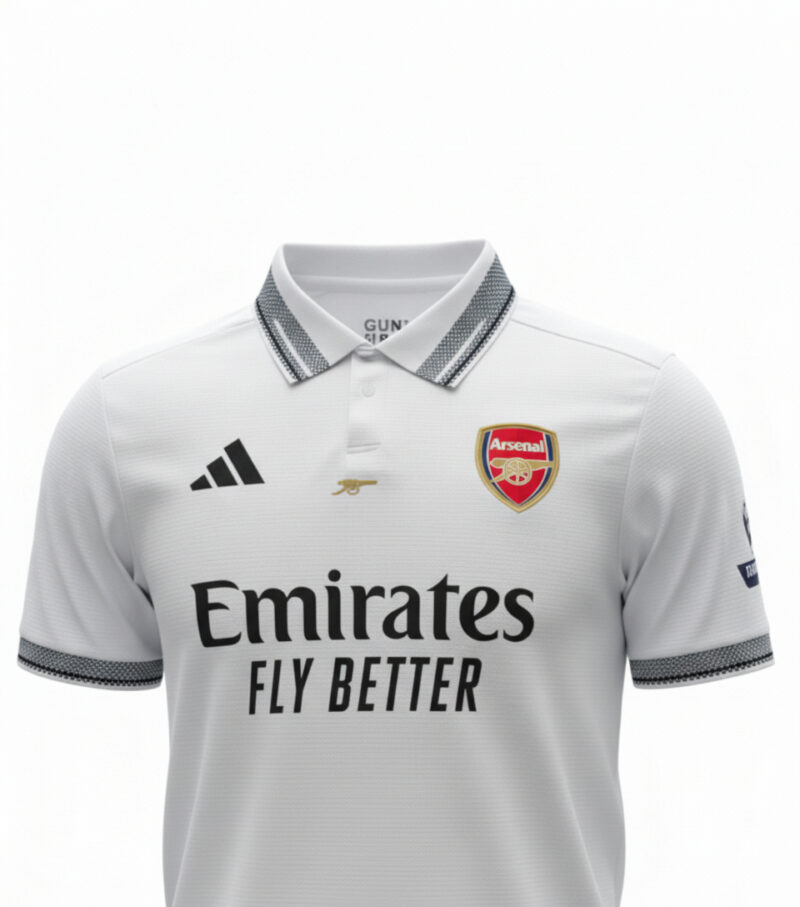 Arsenal 2025/2026 White Polo Jersey up