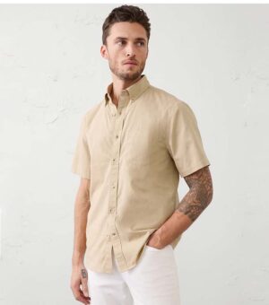 Banana Republic Slim-Fit Softwash Cotton Mocha Shirt front