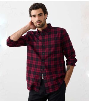 Banana Republic Slim-Fit Lightweight Flannel Red Plaid Shirt